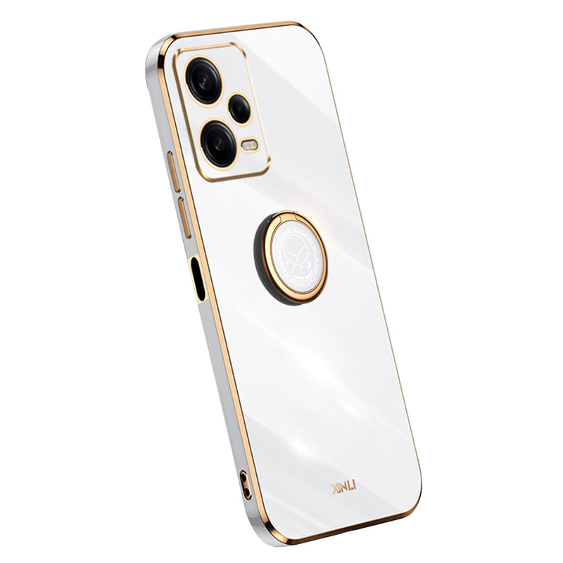 XINLI For Xiaomi Redmi Note 12 Pro 5G Ring Holder Kickstand TPU Phone Cover Case with Electroplating Edge XINLI For Xiaomi Redmi Note 12 Pro 5G Ring Holder Kickstand TPU Phone Cover Case with Electroplating Edge